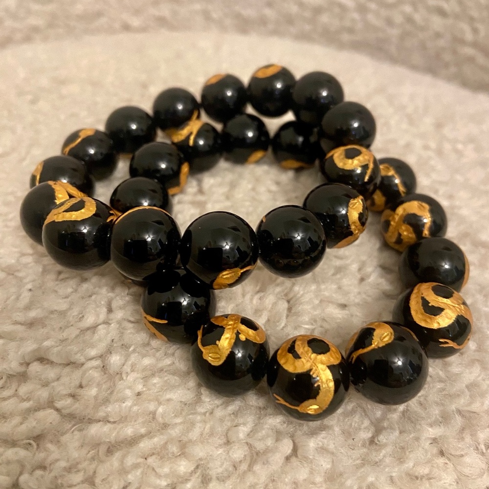 Natural black Obsidian  bracelets from Bali